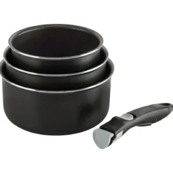 CRIVIT Aluminium-Kochgeschirr-Set 4-teilig, mit abnehmbarem Griff (Topfset) - B-Ware neuwertig