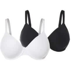 esmara® Damen Bügel-BH, 2 Stück, 90D, schwarz/weiß - B-Ware neuwertig