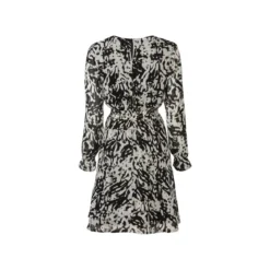 esmara® Damen Chiffon-Kleid mit transparenten Ärmeln (schwarz/weiß, 42) - B-Ware neuwertig