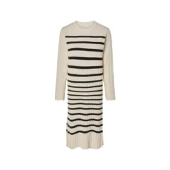 esmara® Damen Geripptes Strickkleid mit Rundhalsausschnitt (Streifen, L (44/46)) - B-Ware neuwertig