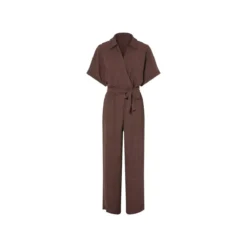 esmara® Damen Jumpsuit, in modischer Crêpe-Struktur (Braun, XS (32/34)) - B-Ware neuwertig