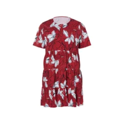 esmara® Damen-Kleid, mit Baumwolle, XXL,gemustert/rot - B-Ware neuwertig