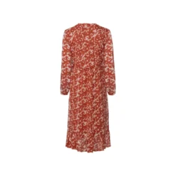 esmara® Damen Midi-Kleid, in moderner 3/4-Länge (gemustert/orange, 44) - B-Ware neuwertig