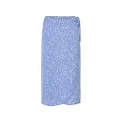 ESMARA® Damen Midi-Wickelrock, mit modischer Crinklestruktur (hellblau mit Blumen, S(36/38)) - B-Ware sehr gut
