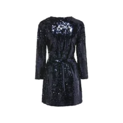 esmara® Damen Pailletten-Kleid / Pailletten-Wickelkleid, mit Rundhalsausschnitt / V-Ausschnitt (Navy, XS(32/34)) - B-Ware Beschädigt