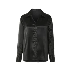 esmara® Damen Satin-Bluse mit Kentkragen (schwarz, 34) - B-Ware neuwertig