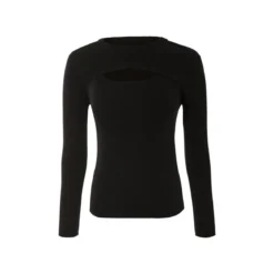 esmara® Damen Strickpullover, mit modischem Cut-Out (Schwarz, S(36/38)) - B-Ware neuwertig