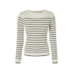 esmara® Damen Strickpullover, in modischer Rippstrick-Qualität (Streifen, M (40/42)) - B-Ware neuwertig