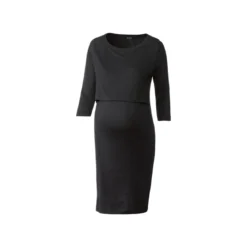 esmara® Damen Umstandskleid mit 3/4-Ärmeln, leger geschnitten (schwarz, S (36/38)) - B-Ware neuwertig