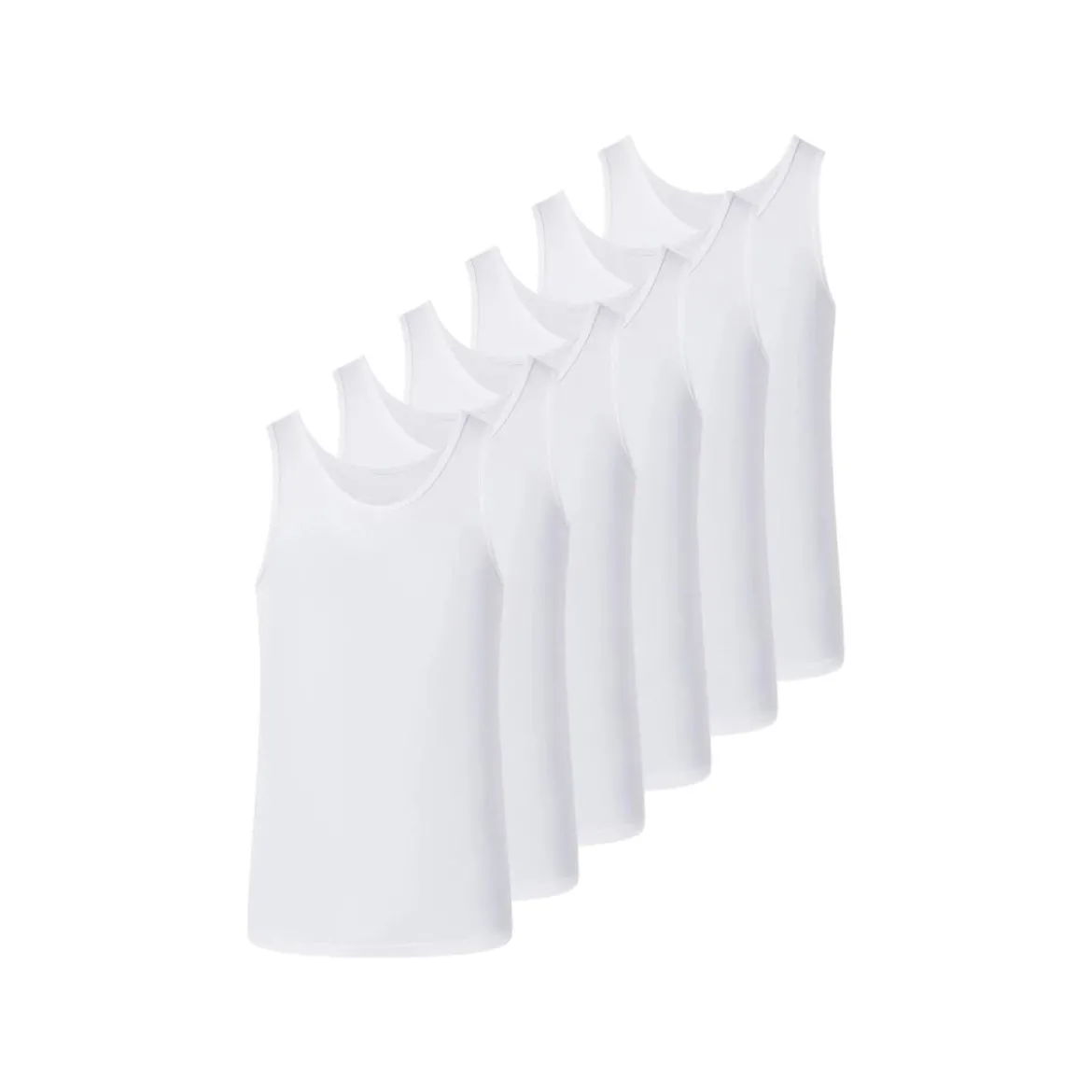 esmara® MEN Herren-Achselhemden, 6 Stück, 5/M, weiß - B-Ware neuwertig