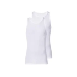 esmara® MEN Herren-Doppelripp-Achselhemden, 2 Stück, S, weiß - B-Ware neuwertig