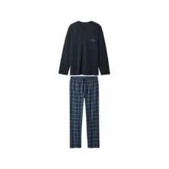 esmara Men Herren Pyjama mit Hose aus Flanell (Navy, M (48/50)) - B-Ware neuwertig