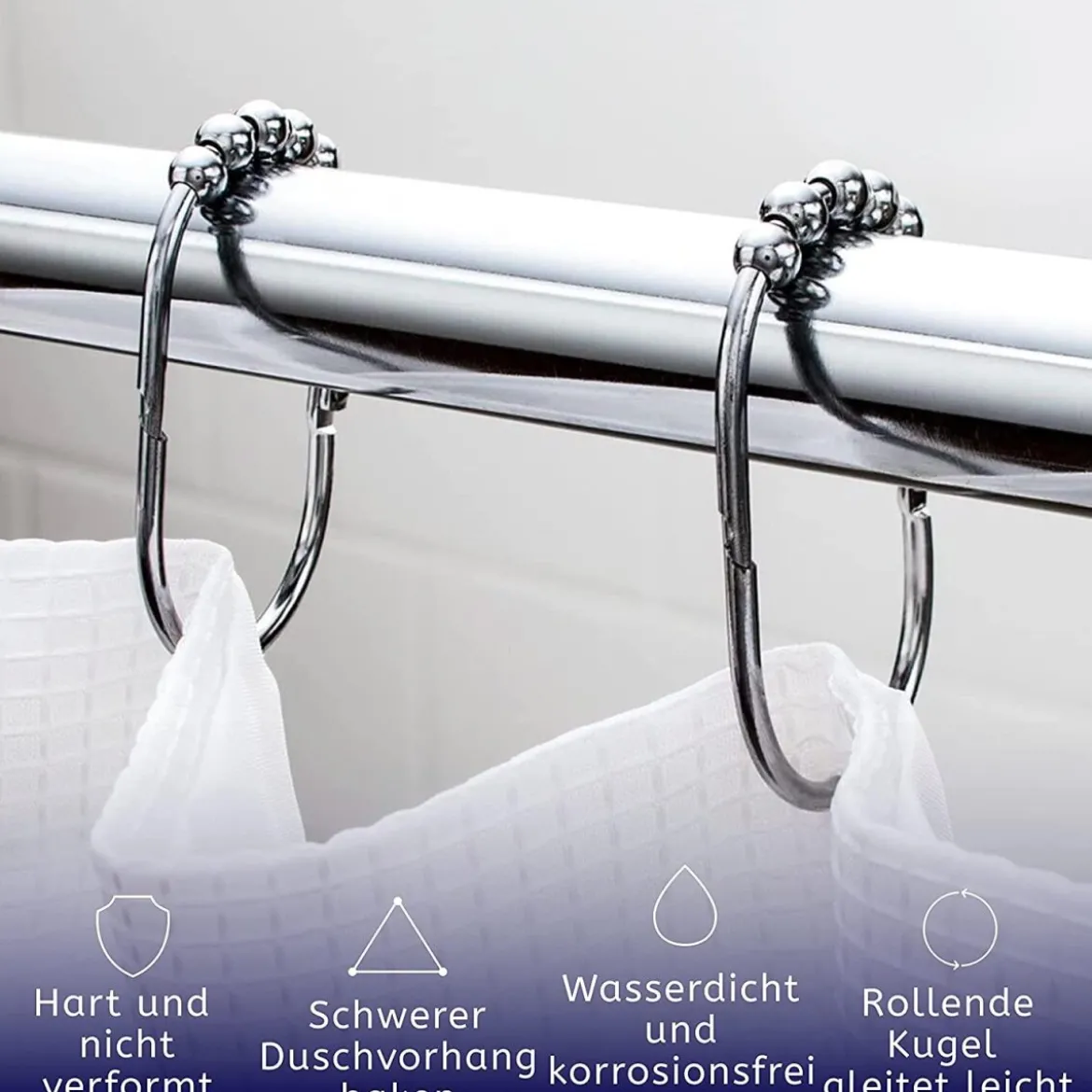 2LB Depot 12 extra große Duschvorhangringe aus Edelstahl - B-Ware sehr gut