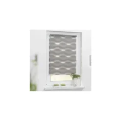 Lichtblick Duo Rollo Welle Doppelrollo Klemmfix 70 x 150 cm grau - B-Ware neuwertig