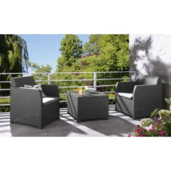 LIVARNO home Balkonmöbel-Set, mit Stauraumfunktion, 3-teilig - B-Ware