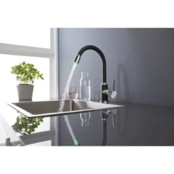 LIVARNO home LED-Spültischarmatur, 360° schwenkbar (chrom-schwarz) - B-Ware gut