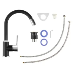 LIVARNO home LED-Spültischarmatur, 360° schwenkbar (chrom-schwarz) - B-Ware gut