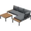 LIVARNO home Loungeecke, 3-teilig, aus Alu und Holz, braun/grau - B-Ware gut