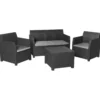 LIVARNO home Loungeset mit Tisch, 4-teilig, Kunststoff, anthrazit - B-Ware Transportschaden Kosmetisch
