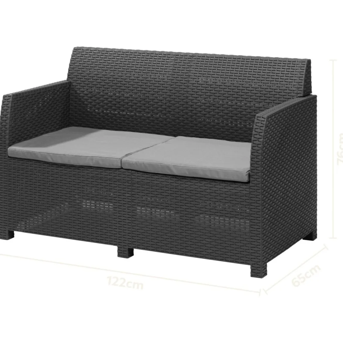 LIVARNO home Loungeset mit Tisch, 4-teilig, Kunststoff, anthrazit - B-Ware Transportschaden Kosmetisch