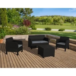 LIVARNO home Loungeset, 4-teilig, anthrazit - B-Ware neuwertig