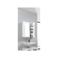 LIVARNO home Spiegelschrank Basel, mit 6 Glas-Einlegeböden, weiß - B-Ware Transportschaden