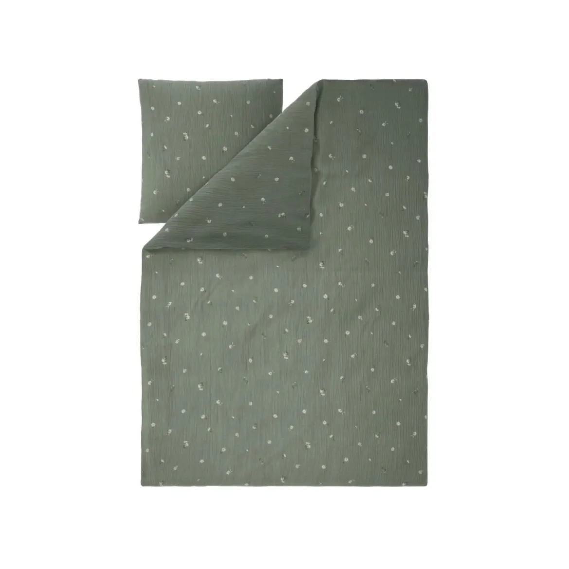 LIVARNO® Musselin-Bettwäsche, 135 x 200 cm, Blumen/grün - B-Ware neuwertig