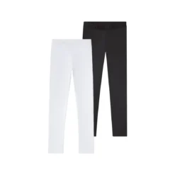 pepperts Kinder Mädchen Leggings, 2 Stück, mit bequemem Gummizugbund (schwarz/weiß, 158/164) - B-Ware sehr gut