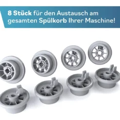 Plemont Spülmaschinen-Rollen, 8er Set, Universell für viele gängige Bosch & Siemens Geschirrspüler - B-Ware sehr gut