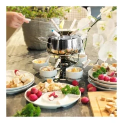 Ribelli Fondue SET 28 PCS Fondueset, Edelstahl, 16 cm Durchmesser - B-Ware