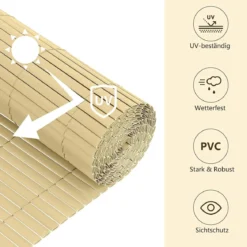 Ribelli PVC Sichtschutzmatte, 90 x 300 cm, Bambus - B-Ware neuwertig