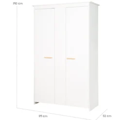 roba Kleiderschrank 'Anton' 2-türig, weiß mit modernen Holzgriffen - B-Ware Transportschaden Kosmetisch