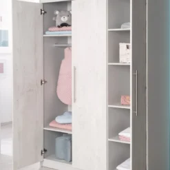 roba Kleiderschrank 'Maren 2', 3-türig, Lichtgrau/weiß - B-Ware neuwertig