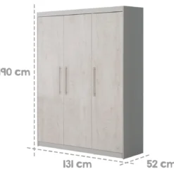 roba Kleiderschrank 'Maren 2', 3-türig, Lichtgrau/weiß - B-Ware neuwertig