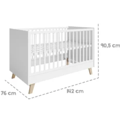 roba Kombi-Kinderbett 'Smile', 70 x 140 cm, Füße aus Eiche massiv / weiß - B-Ware sehr gut