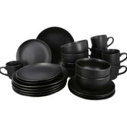 SILVERCREST® Geschirrset, 24-teilig, schwarz - B-Ware sehr gut