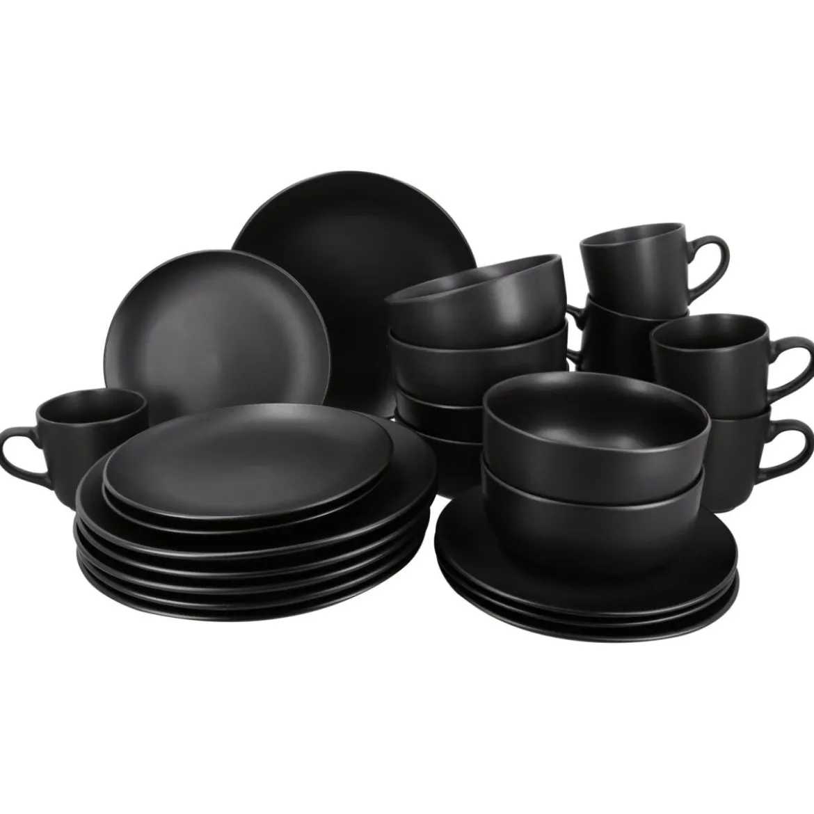 SILVERCREST® Geschirrset, 24-teilig, schwarz - B-Ware sehr gut