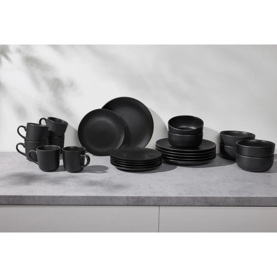 SILVERCREST® Geschirrset, 24-teilig, schwarz - B-Ware sehr gut