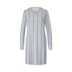 Tchibo Damen-Nachthemd, S, creme/grün/blau/gestreift - B-Ware sehr gut