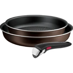 Tefal Ingenio Light Cook 3-teiliges Pfannenset, abnehmbarer Griff, 22/26 cm, leichte Pfannen, stapelbar, braun»L7259032« - B-Ware