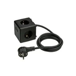 TRONIC® Steckdosenwürfel mit USB-Anschlüssen, schwarz - B-Ware neuwertig